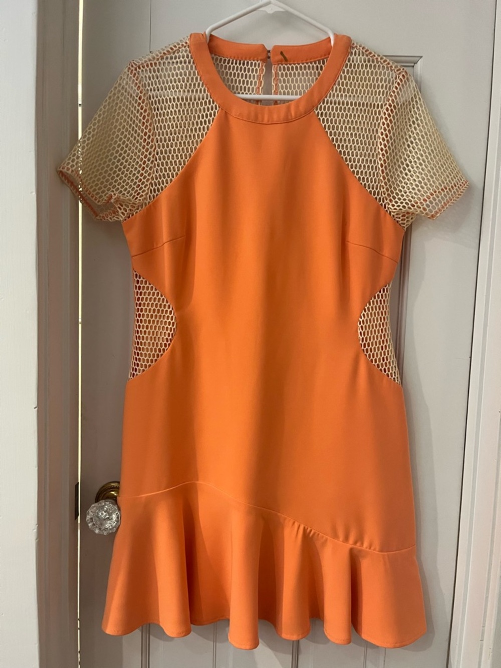 Adelyn Rae Orange Mesh-Accented Dress